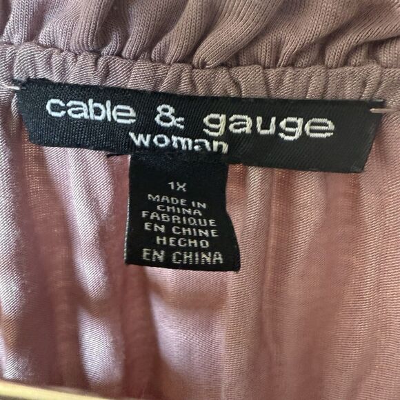 Cable & Gauge Tunic Woman’s Size 1X Crochet Front Keyhole Tie Neck Mauve Boho - Picture 6 of 8